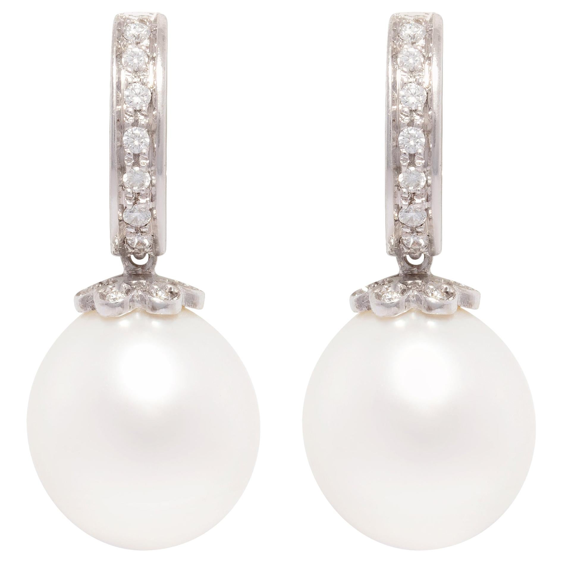 Ella Gafter 13.5mm South Sea Pearl Diamond Drop Earrings