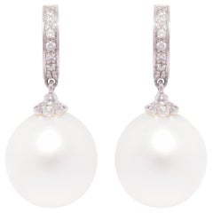 Pendientes de aro con gota de diamantes y perlas del mar del Sur, diseño de Ella Gafter