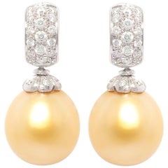 Ella Gafter 14.5mm Golden Pearl Diamond Earrings