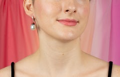 South Sea Pearl Diamond Onyx Coral Drop Earrings Déco Design by Ella Gafter