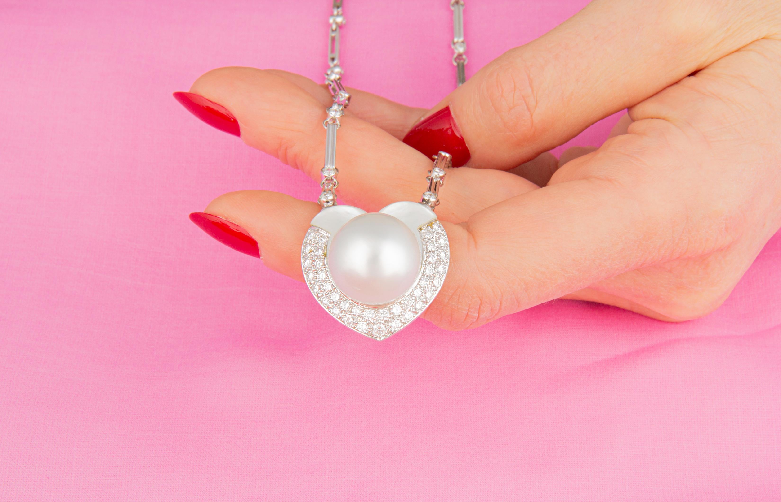 Artist Ella Gafter Heart Diamond Pendant Necklace For Sale