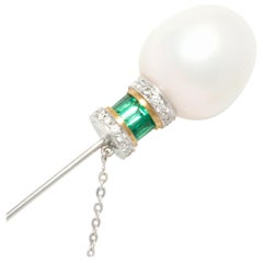 Ella Gafterl Diamond Pearl Emerald Stick Pin