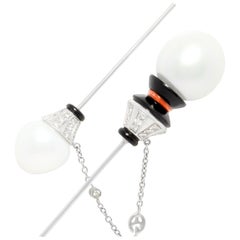 Ella Gafter Art Déco style 17mm Pearl Diamond Stick Pin