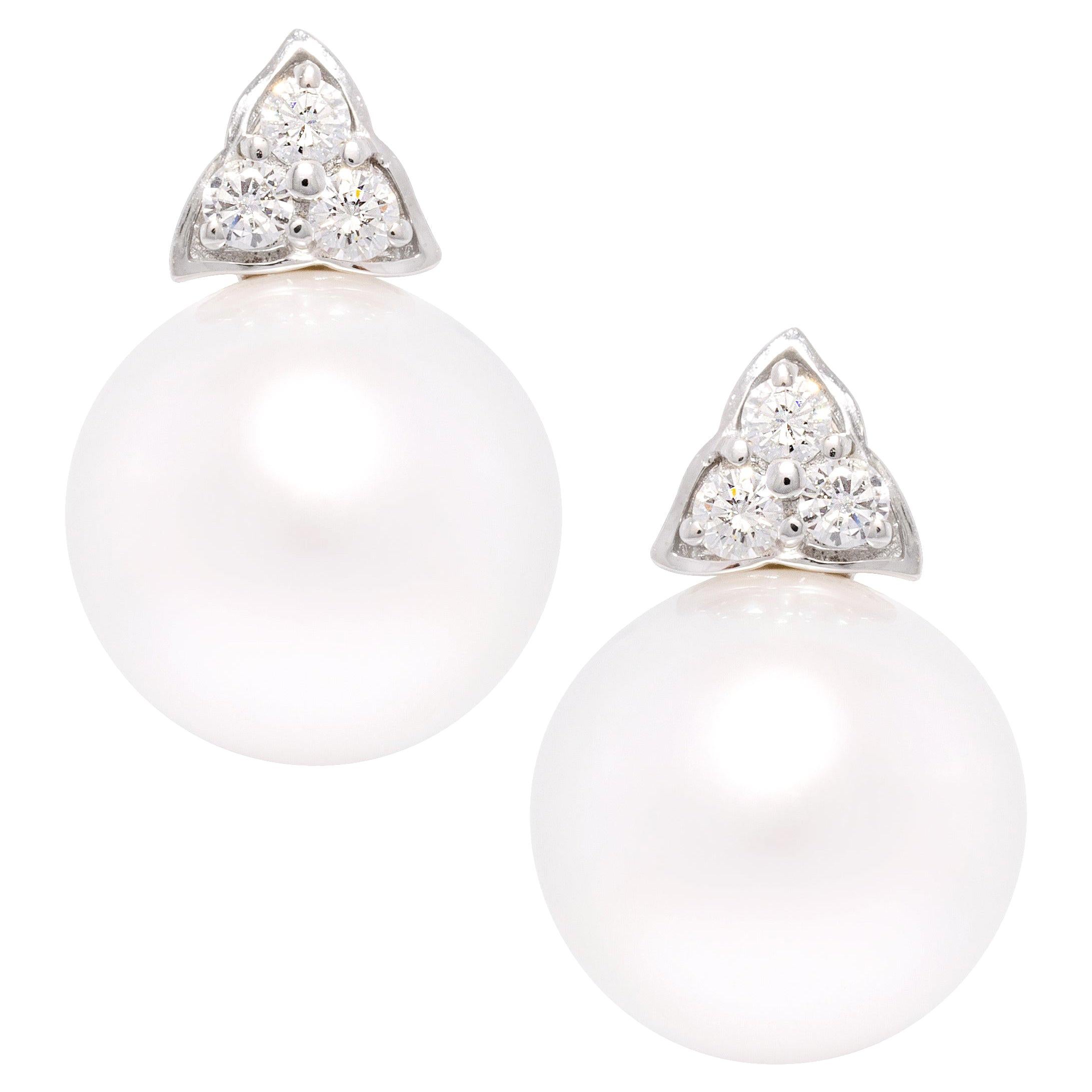 Ella Gafter 14.5mm South Sea Pearl Diamond Stud Earrings