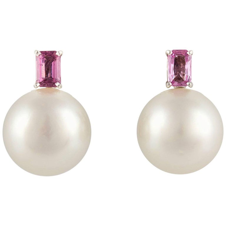 Ella Gafter South Sea Pearl Clip On Earrings With Pink Shire For Ella Gafter South Sea Pearl Clip On Earrings With Pink Shire For