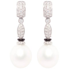 Südseeperle Diamant Onyx Tropfenohrringe Déco Design von Ella Gafter