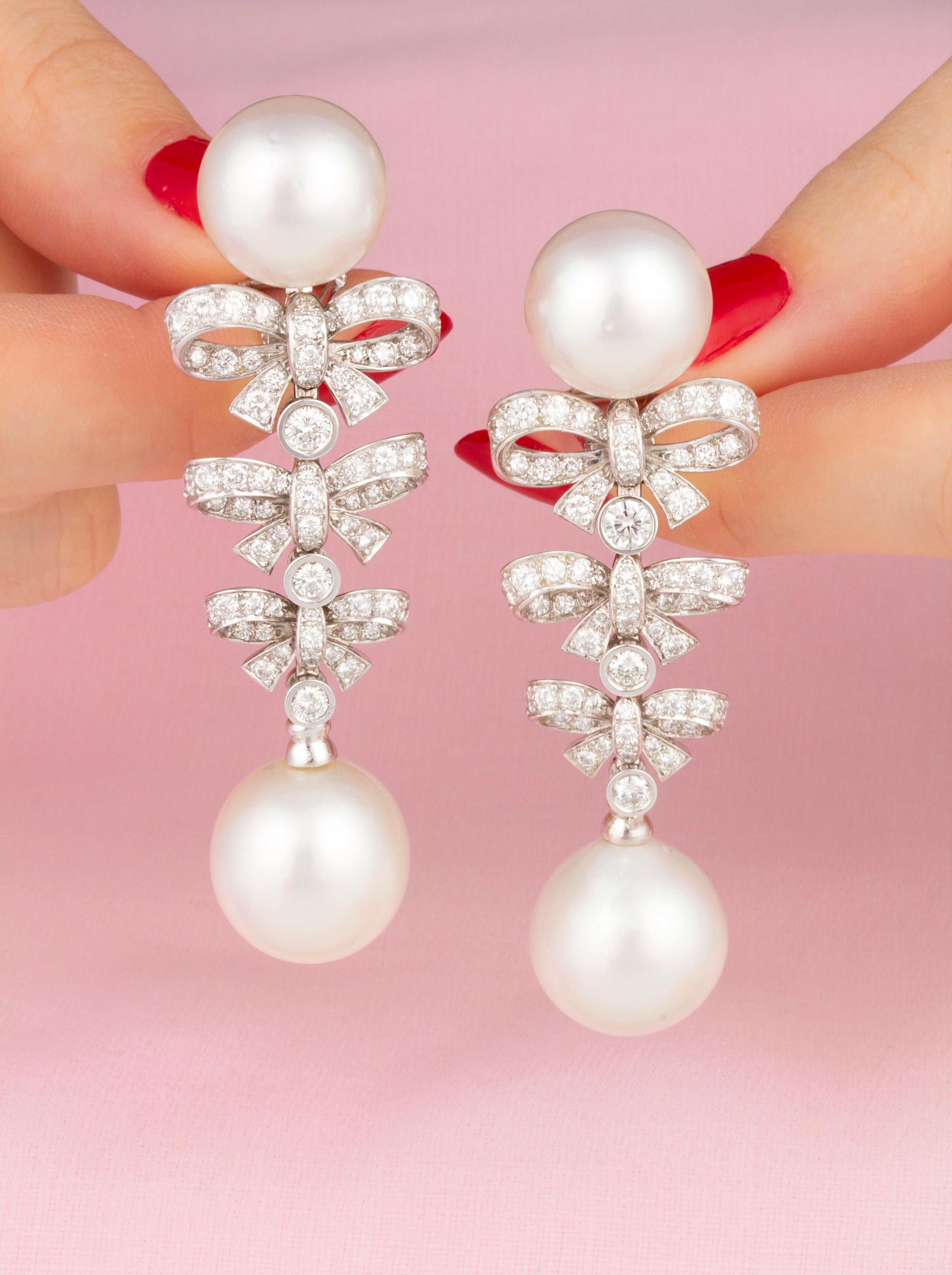 bow pearl earrings