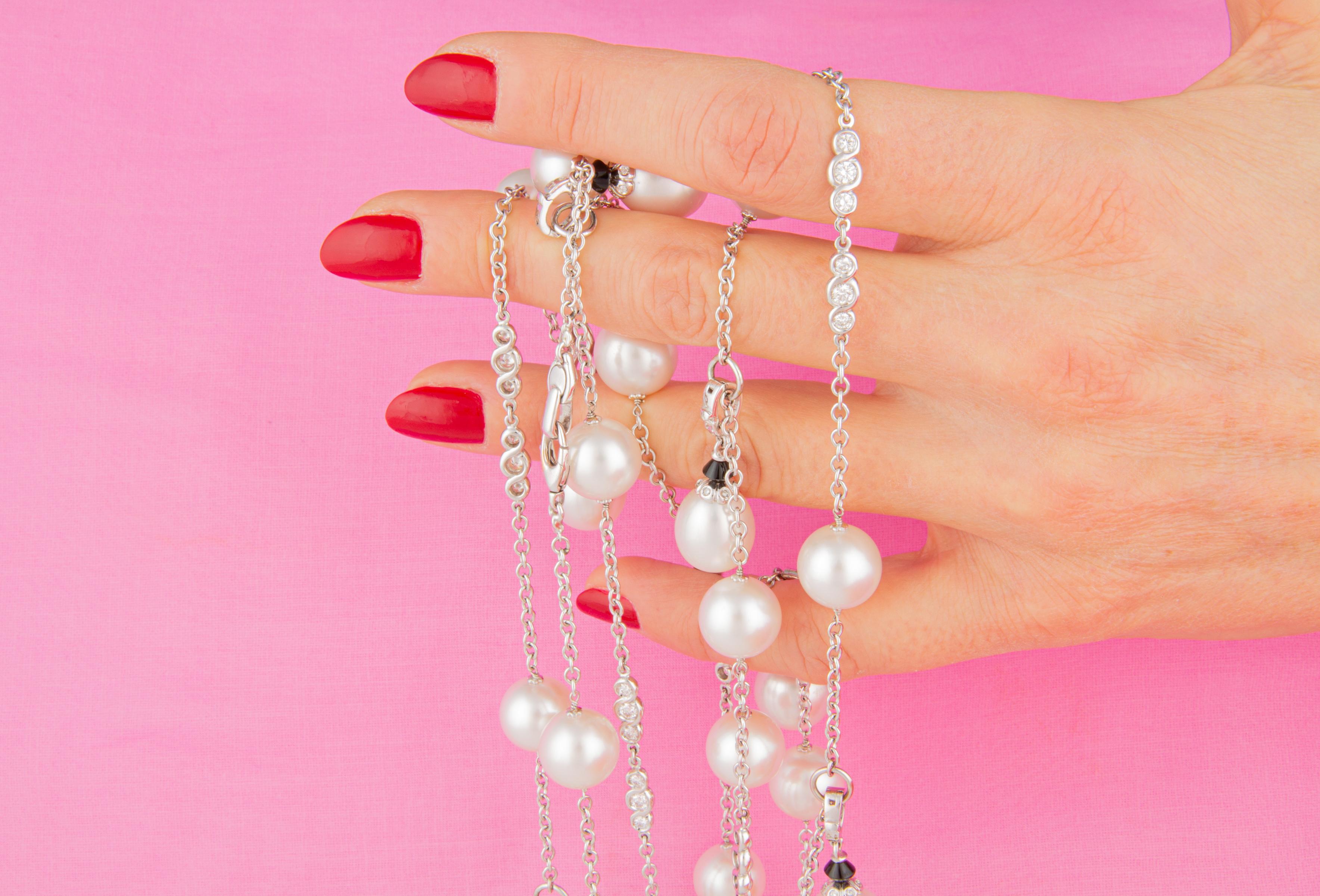 Ella Gafter South Sea Pearl Diamond Chain Necklace For Sale 2