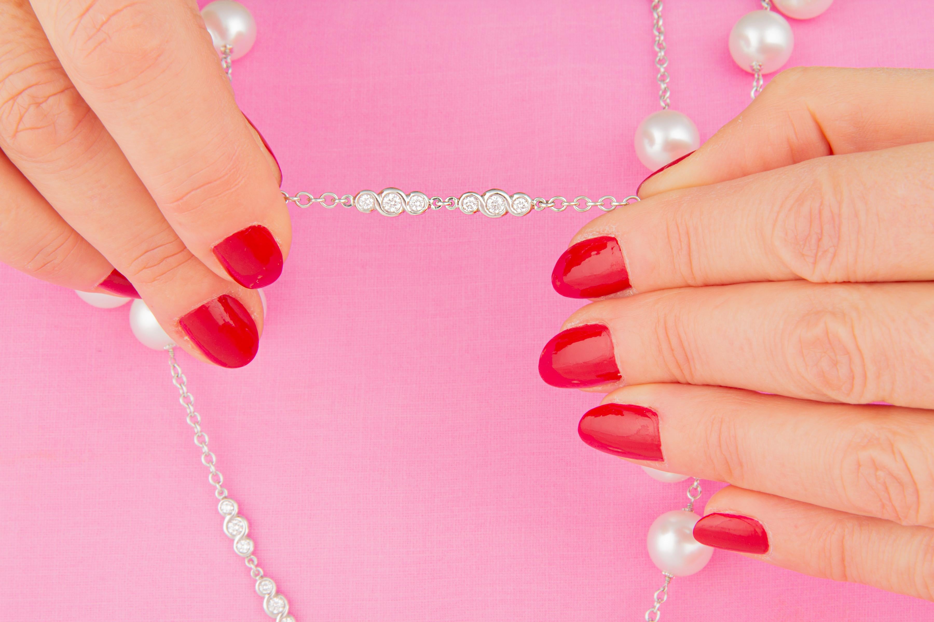 Ella Gafter South Sea Pearl Diamond Chain Necklace For Sale 4