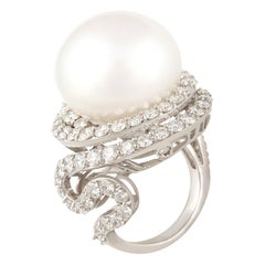Ella Gafter 19mm South Sea Pearl Diamond Cocktail Ring