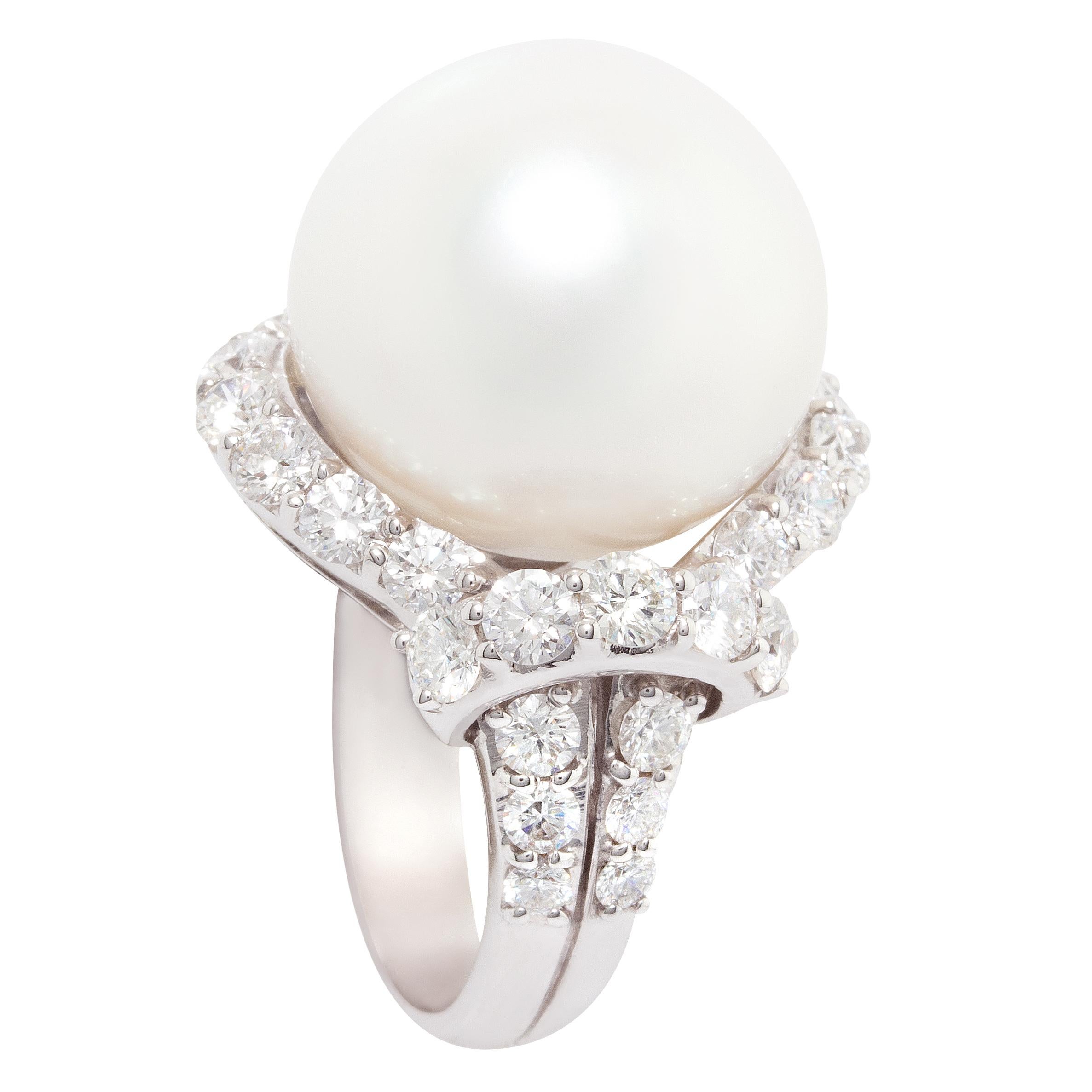 Ella Gafter South Sea Pearl Diamond Cocktail Ring For Sale