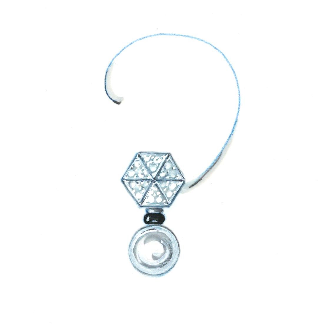 Ella Gafter Art Déco style South Sea Pearl Diamond Drop Earrings  For Sale 3