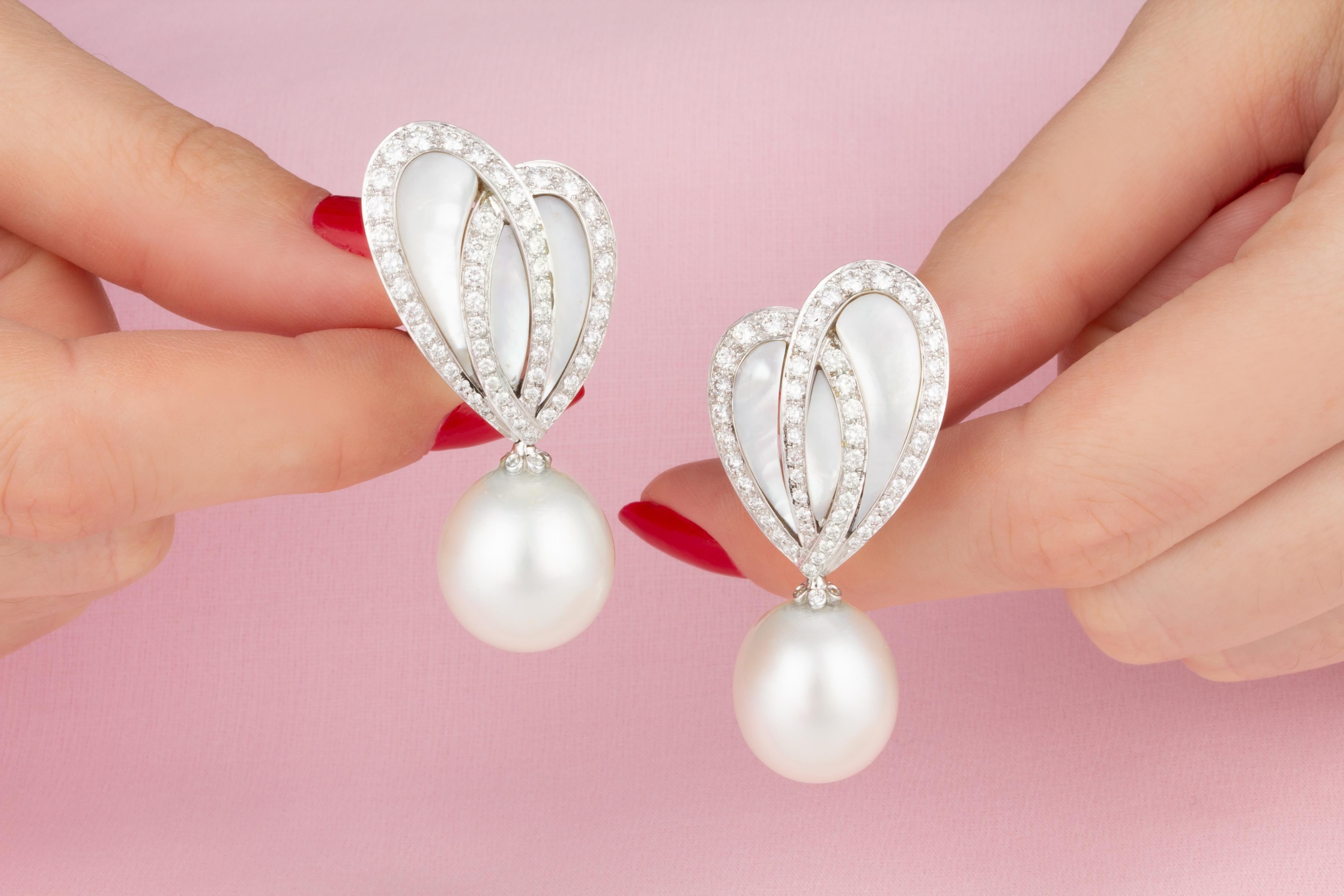 Women's Ella Gafter South Sea Pearl Diamond Earrings For Sale