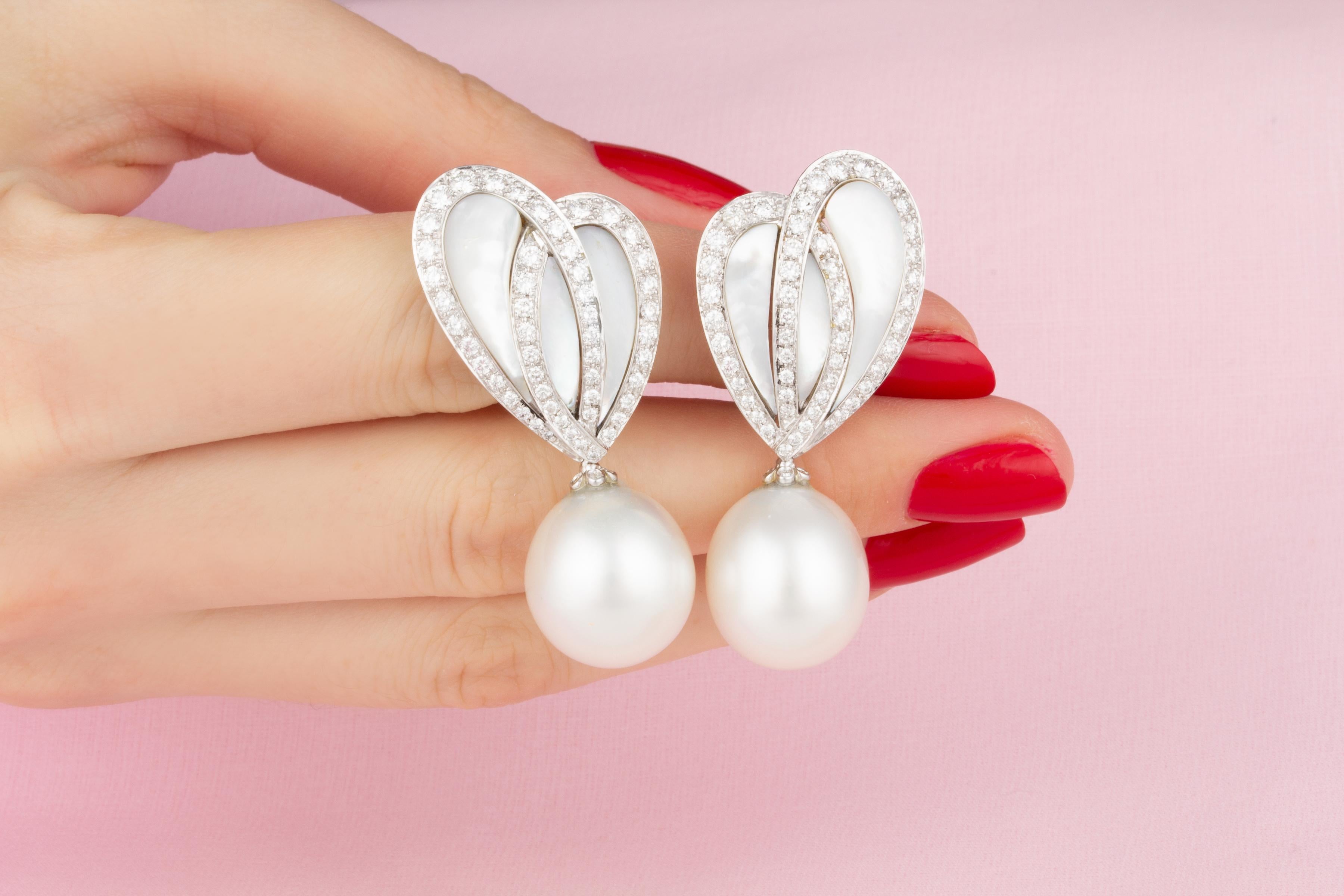 Ella Gafter South Sea Pearl Diamond Earrings For Sale 1