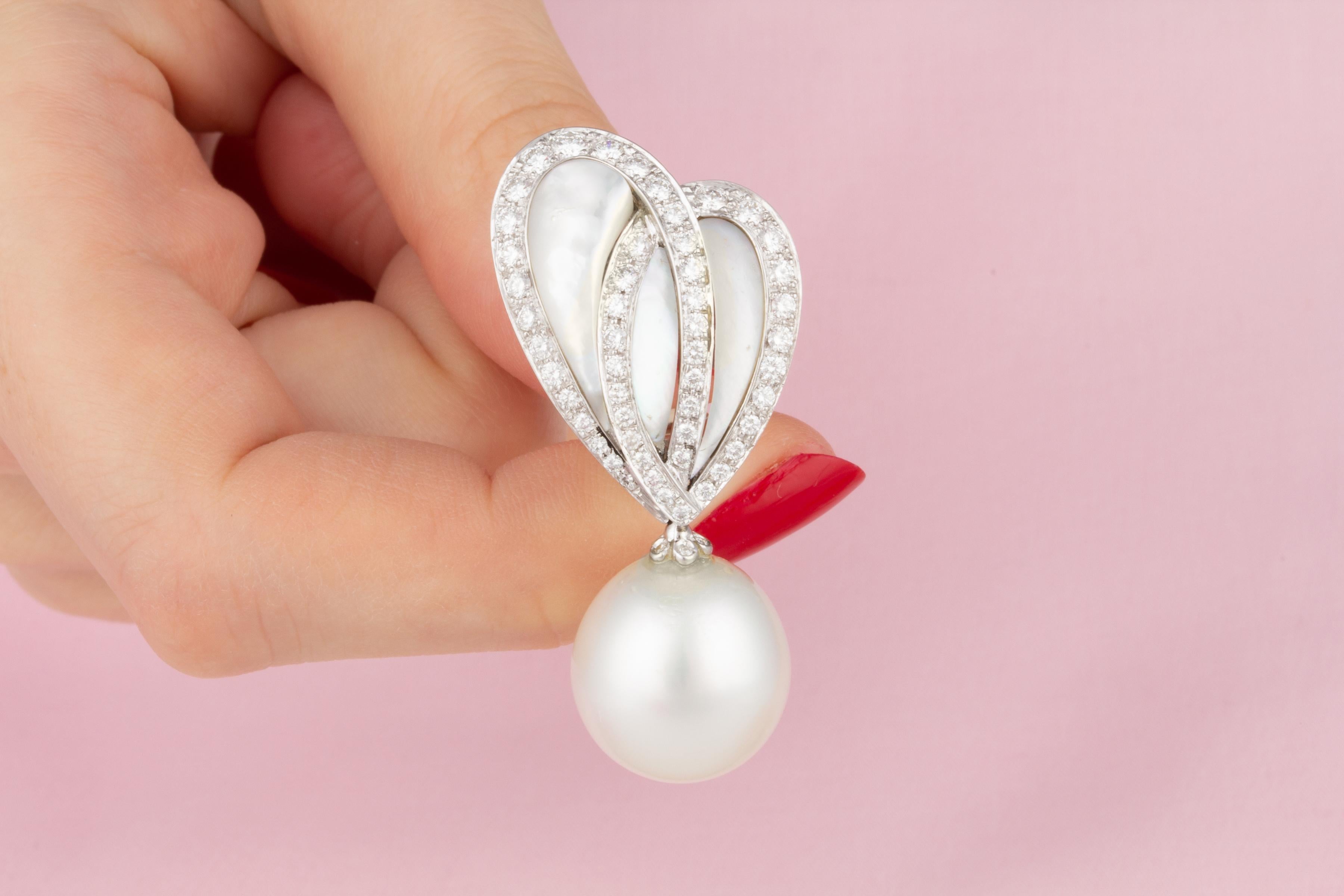 Ella Gafter South Sea Pearl Diamond Earrings For Sale 5