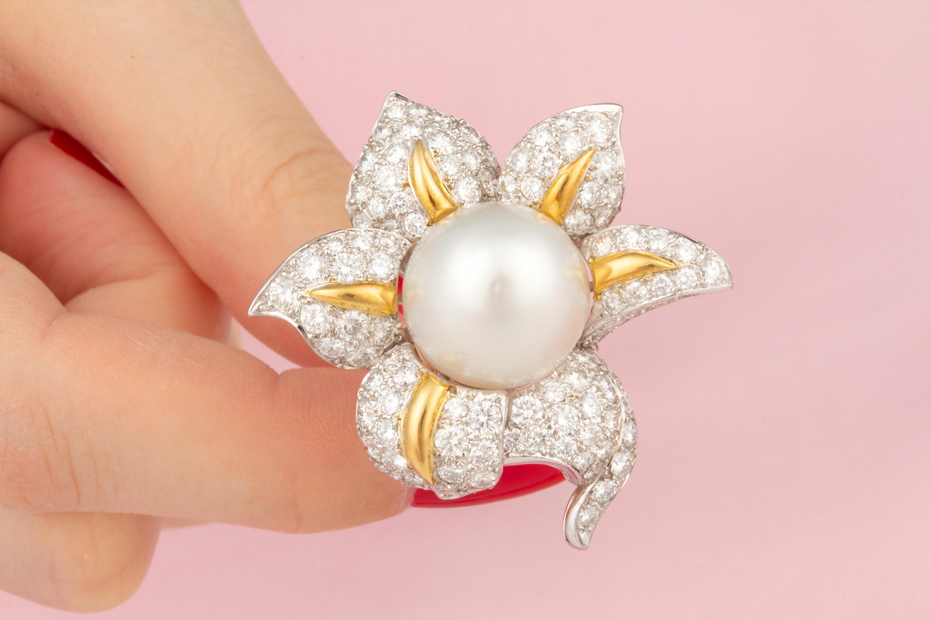 Women's Ella Gafter South Sea Pearl Diamond Earrings For Sale