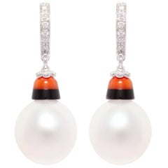 Ella Gafter Art Déco style South Sea Pearl Diamond Earrings