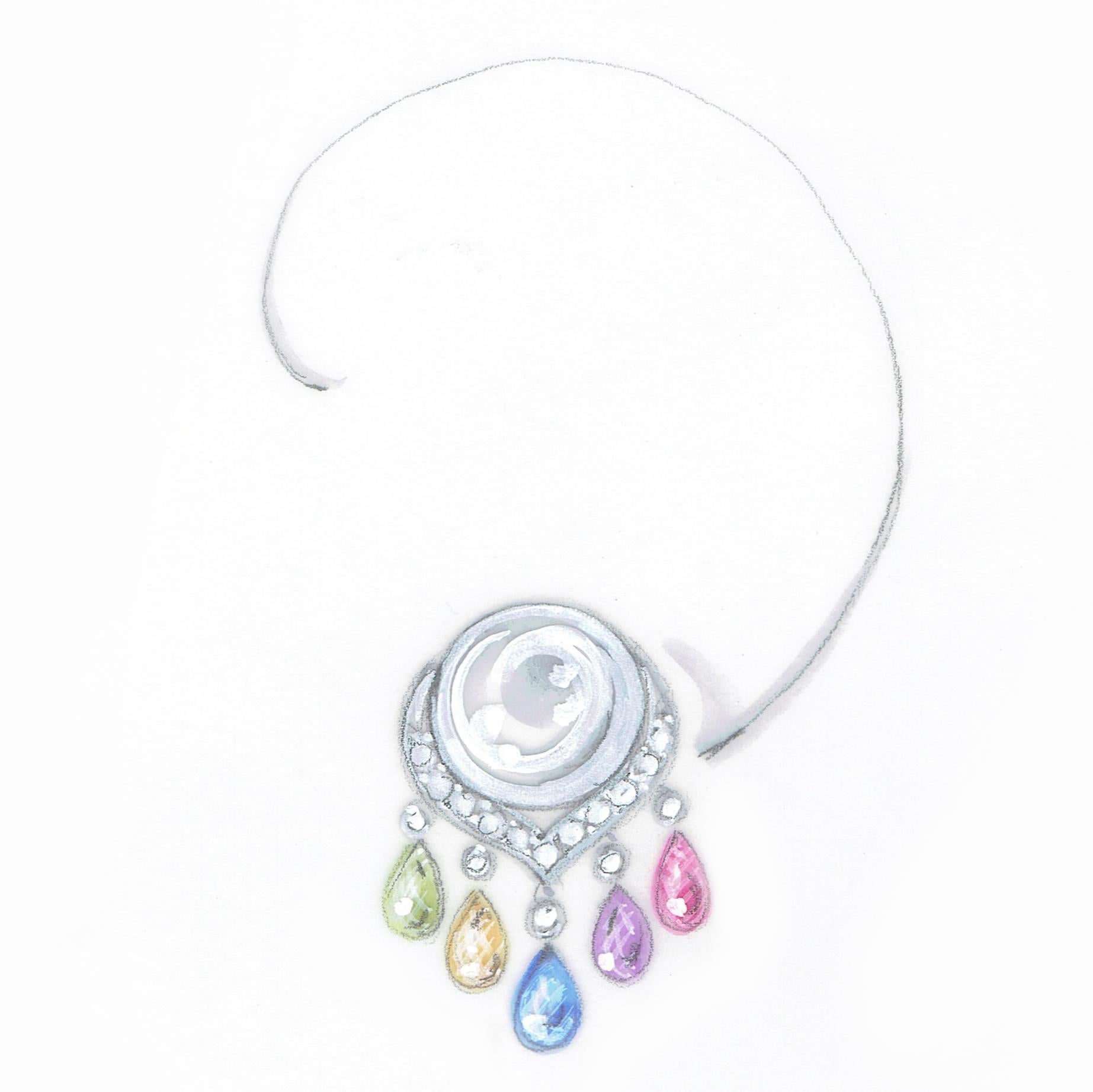 Ella Gafter Pearl Sapphire Briolette Diamond Earrings 1