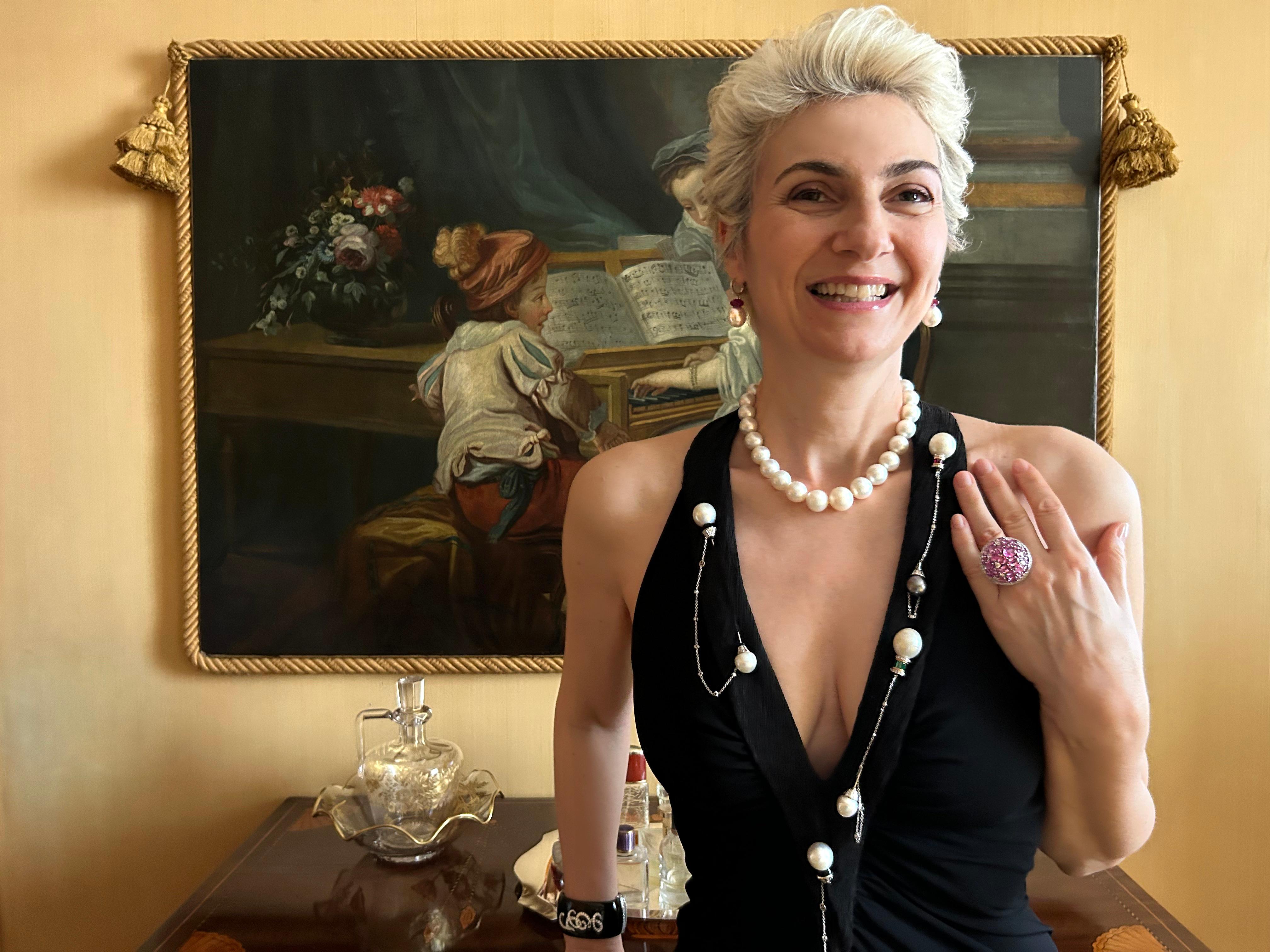 South Sea Pearl Diamond Necklace Opera Length Design by Ella Gafter For Sale 8