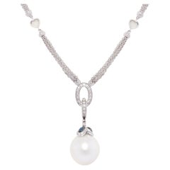 Ella Gafter South Sea Pearl Diamond Pendant Chain Necklace