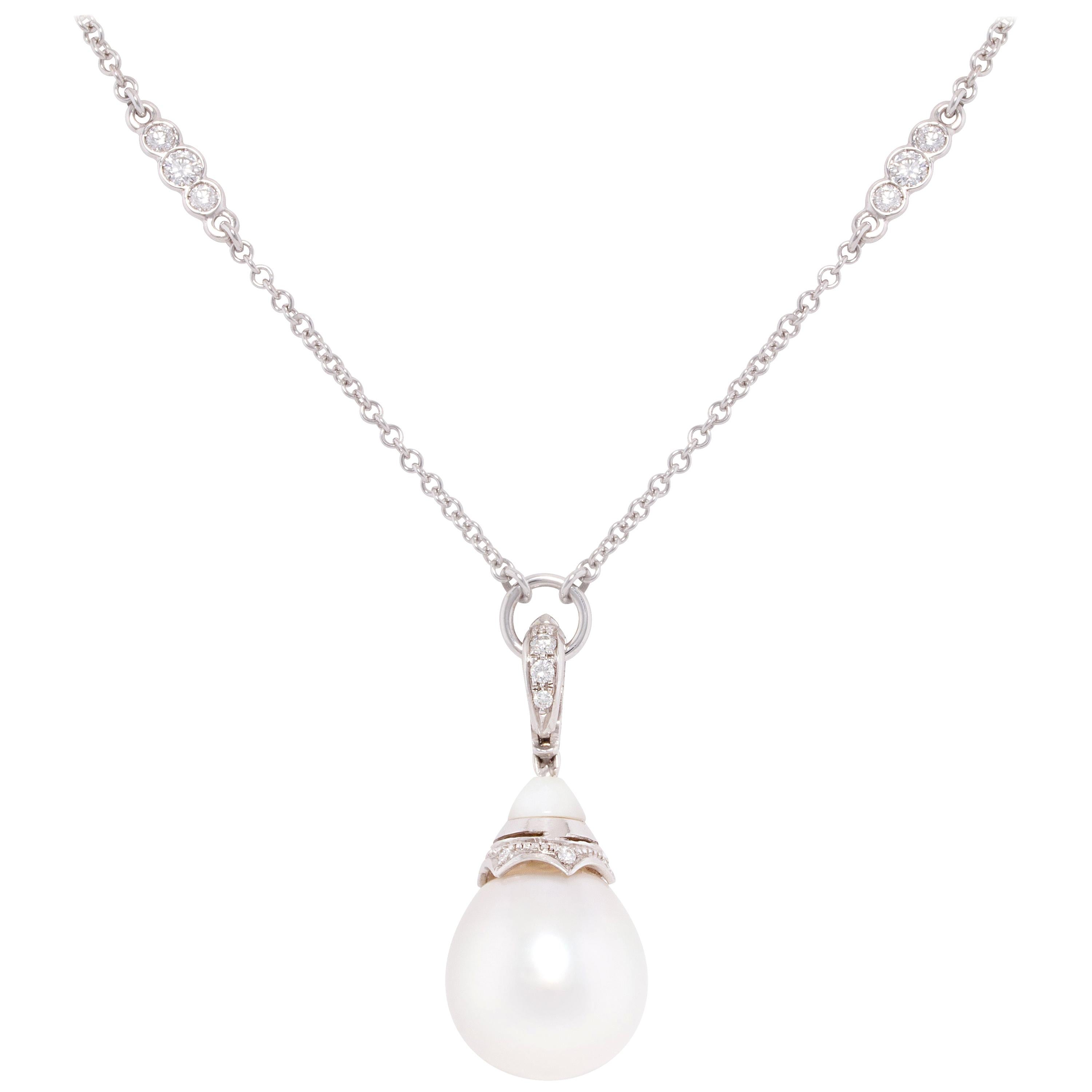 Ella Gafter South Sea Pearl Diamond Pendant Necklace For Sale