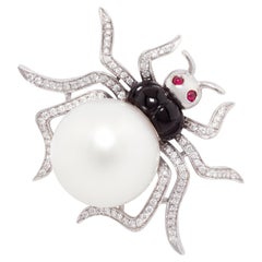 Ella Gafter South Sea Pearl Diamond Spider Brooch Pin