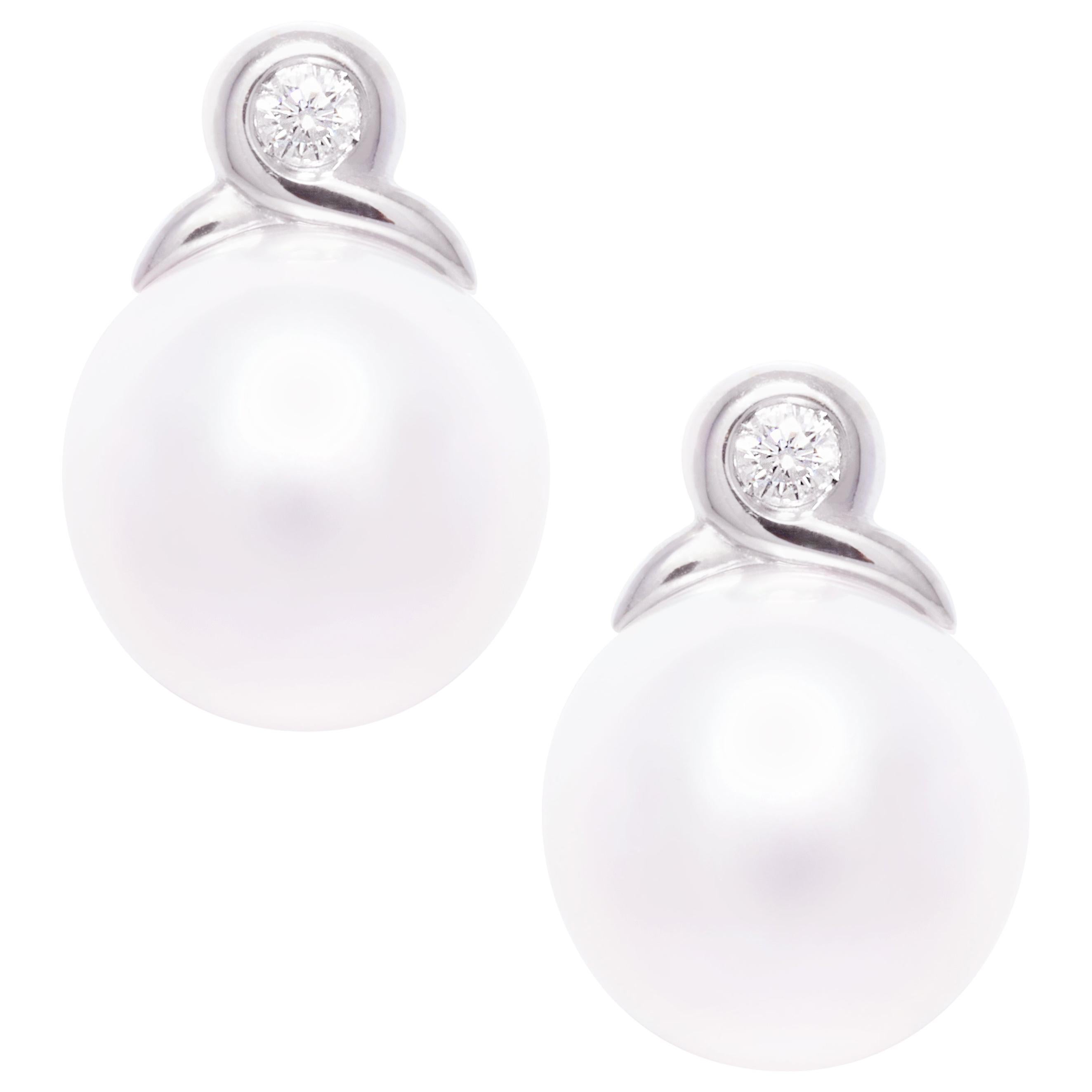 Ella Gafter South Sea Pearl Diamond Stud Earrings For Sale