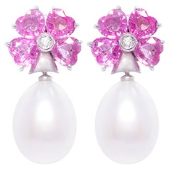 Ella Gafter Pearl Heart Shape Sapphire Earrings