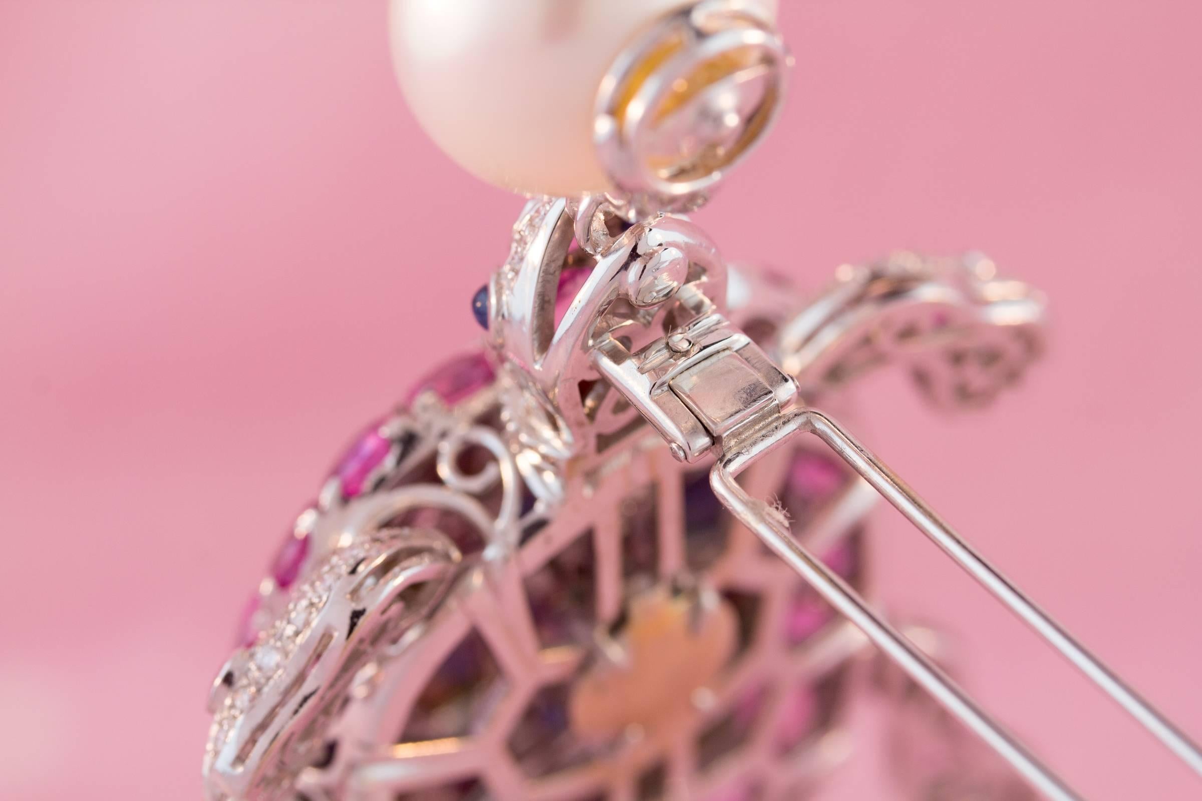 Ella Gafter Pearl Sapphire Diamond Turtle Pin Brooch  For Sale 7
