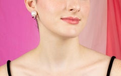 Ruby South Sea Pearl 16mm Diamond Clip-On Earrings Design by Ella Gafter