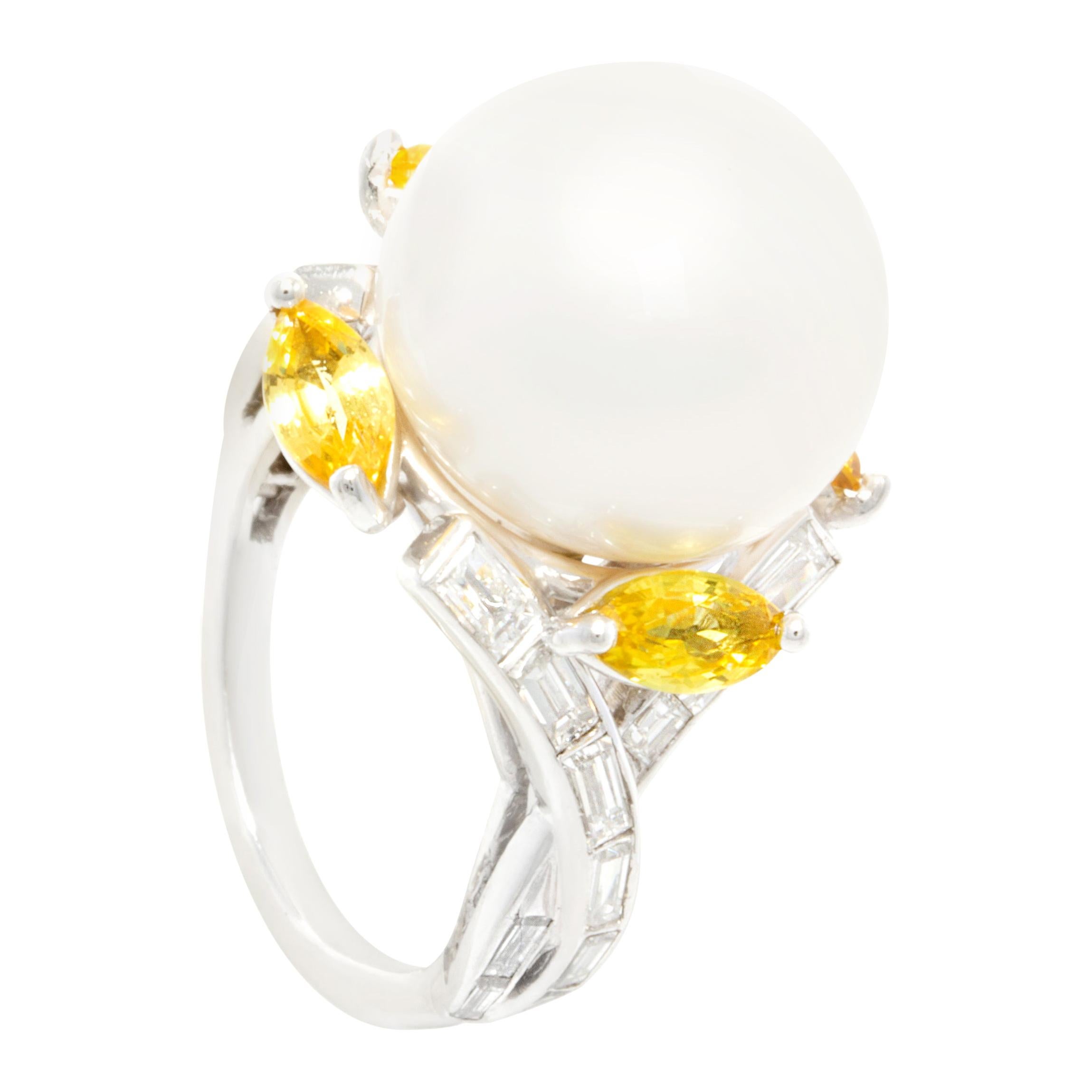 Ella Gafter 14mm South Sea Pearl Diamond Cocktail Ring