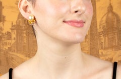 Goldene Perle Gelber Saphir Clip-On Ohrringe Sprühdesign von Ella Gafter