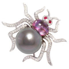 Ella Gafter Spider Tahitian Black Pearl Brooch Pin