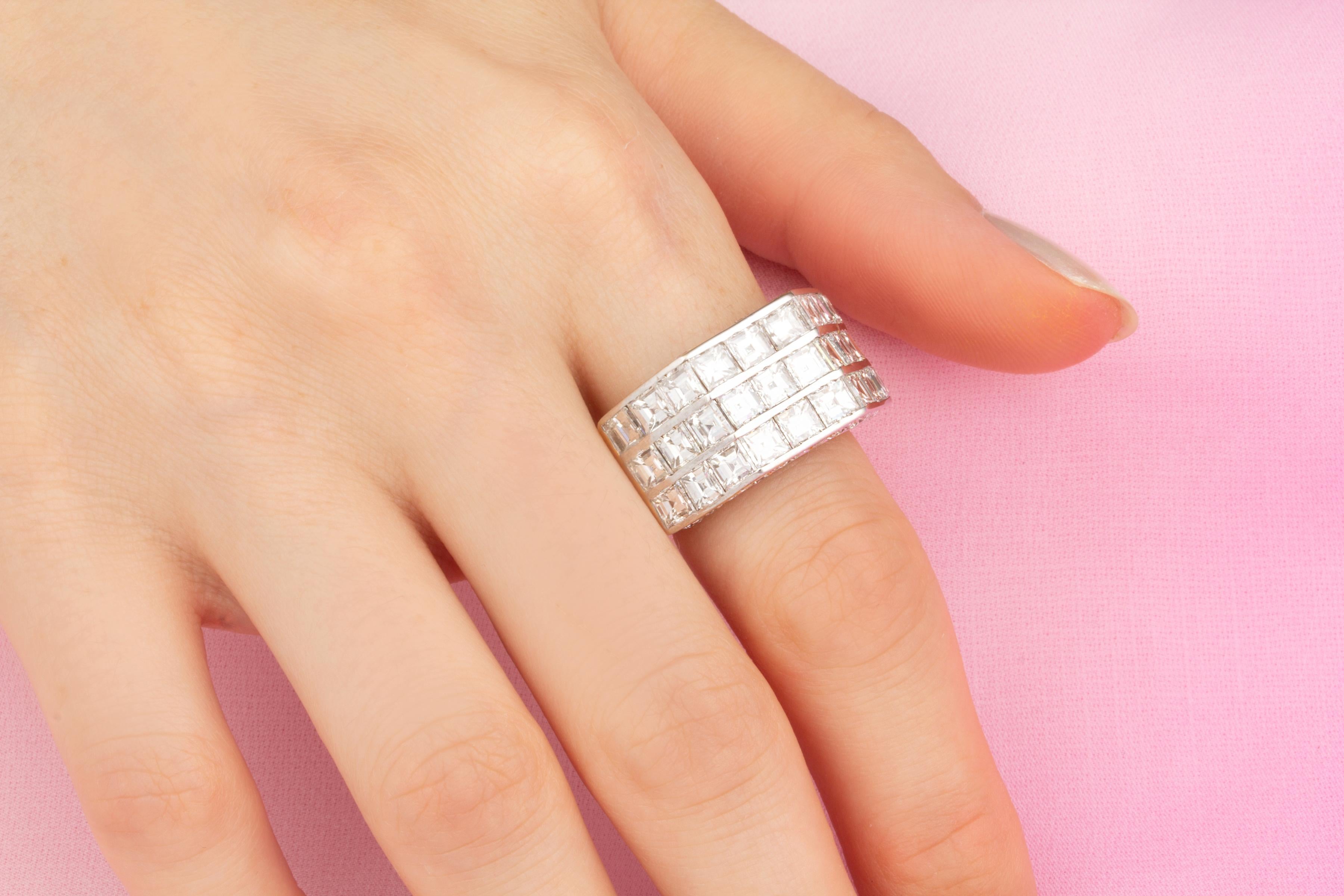 Artist Diamond Cocktail Ring Geometric Design by Ella Gafter For Sale