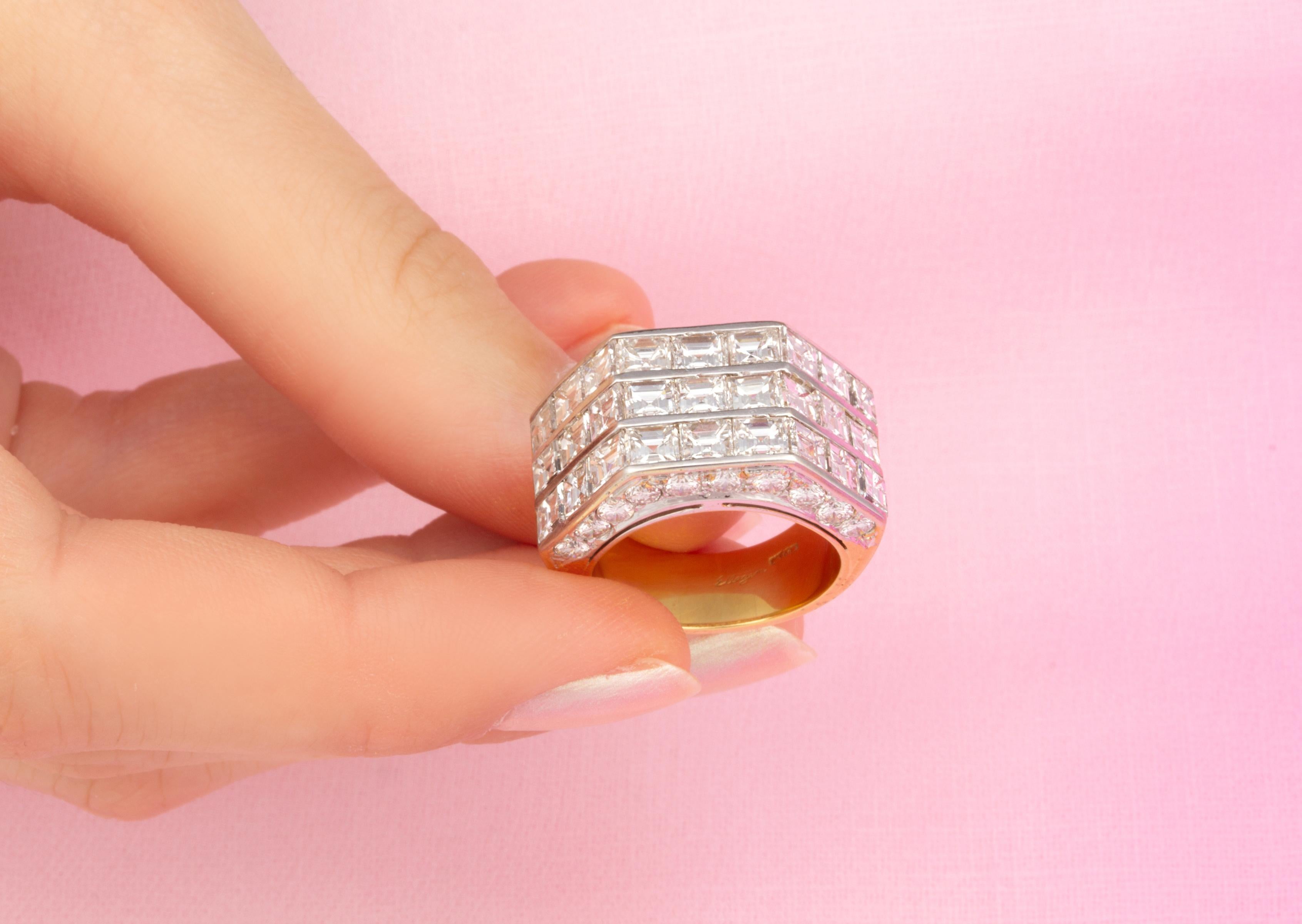 Ella Gafter Square Diamond Cocktail Ring In New Condition For Sale In New York, NY