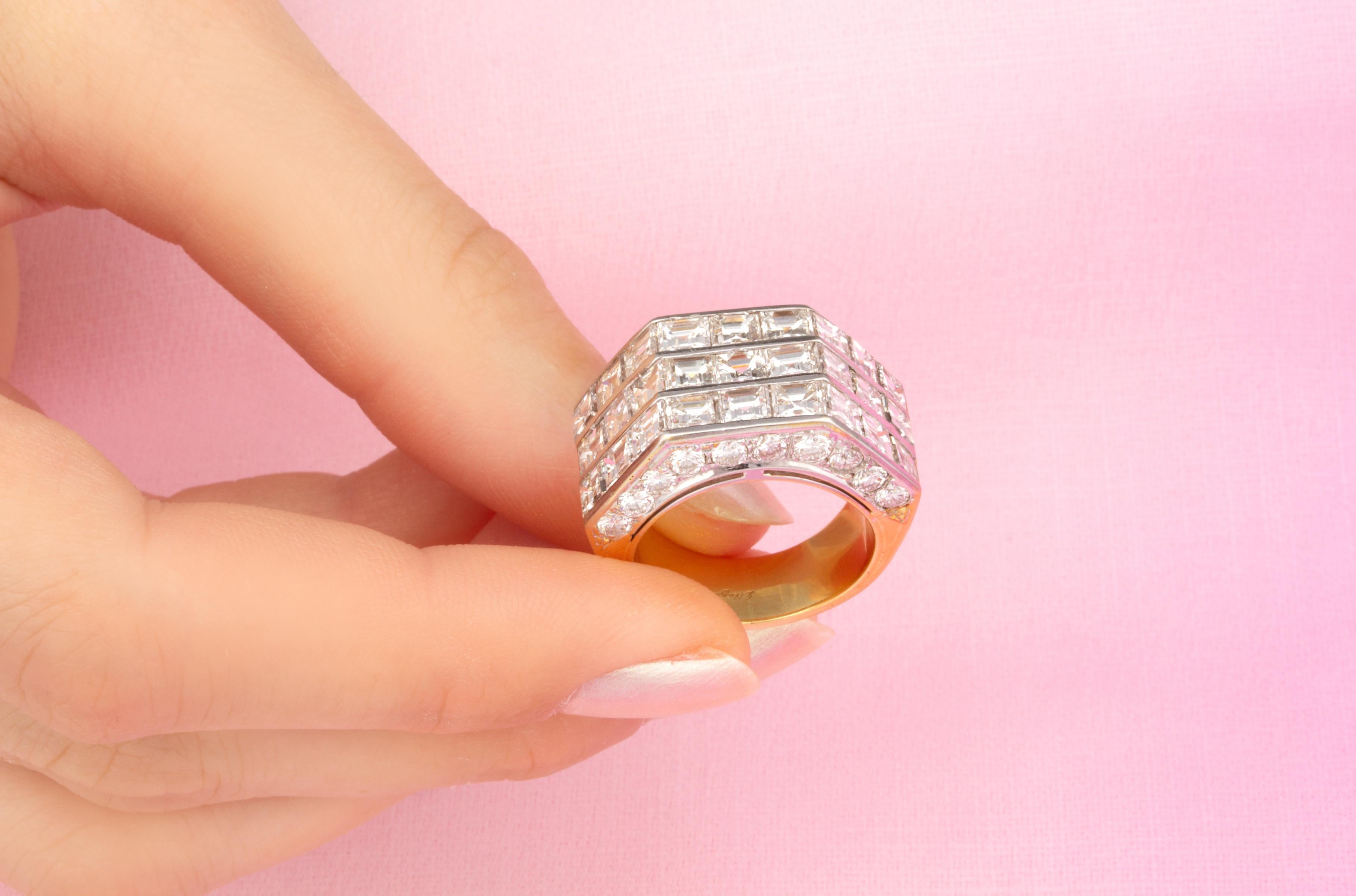 Ella Gafter Square Diamond Cocktail Ring For Sale 1