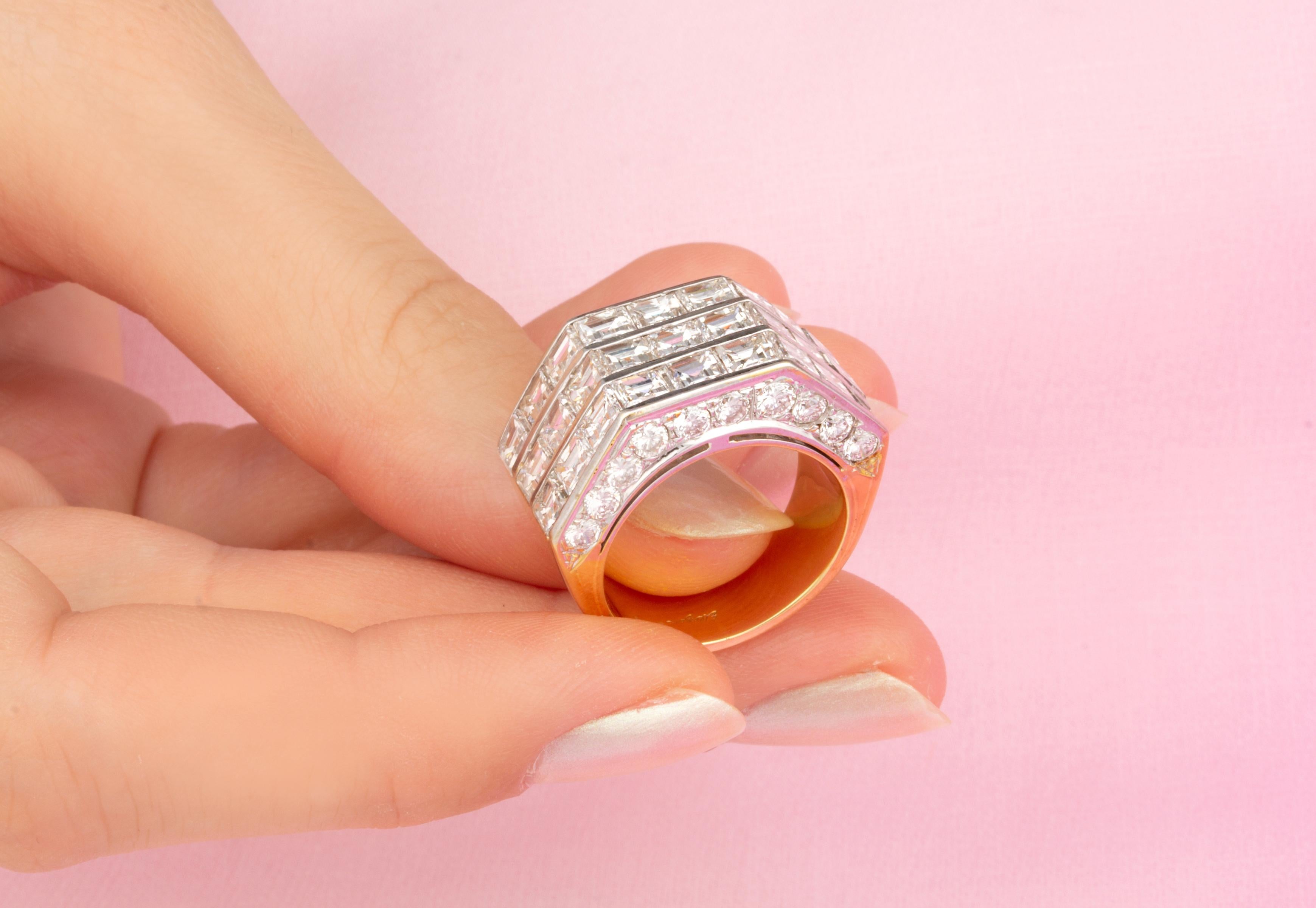 Ella Gafter Square Diamond Cocktail Ring For Sale 2