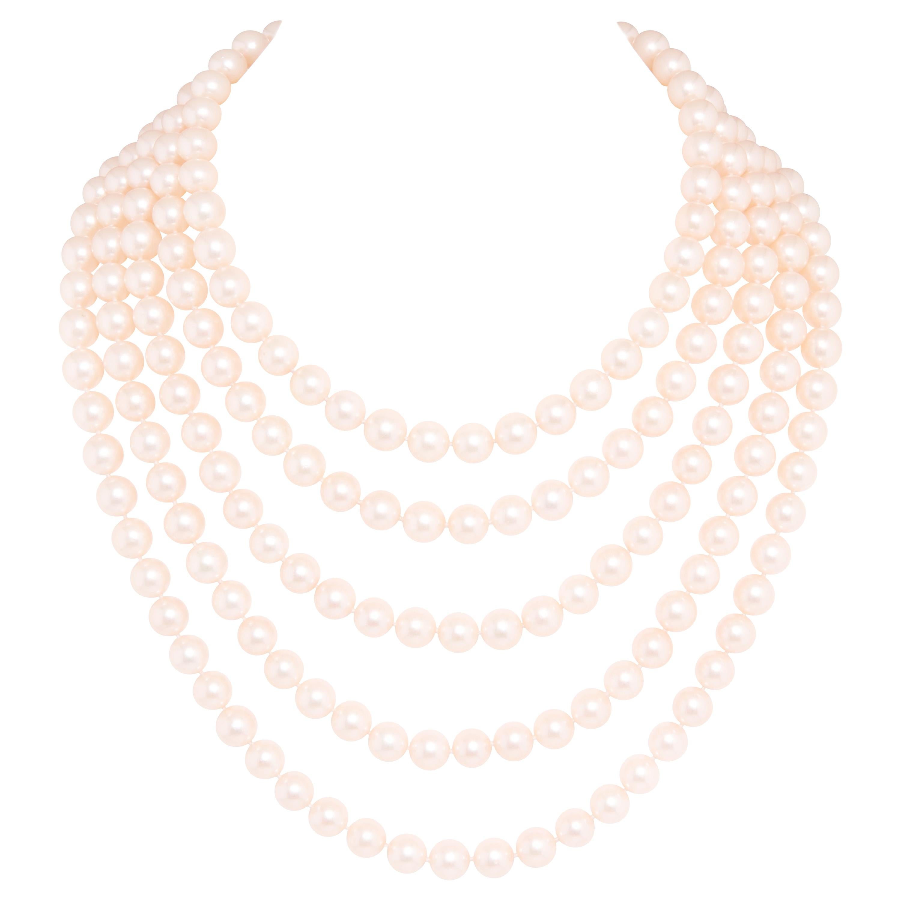 Ella Gafter Long Multistrand Japanese Akoya Pearl Necklace For Sale