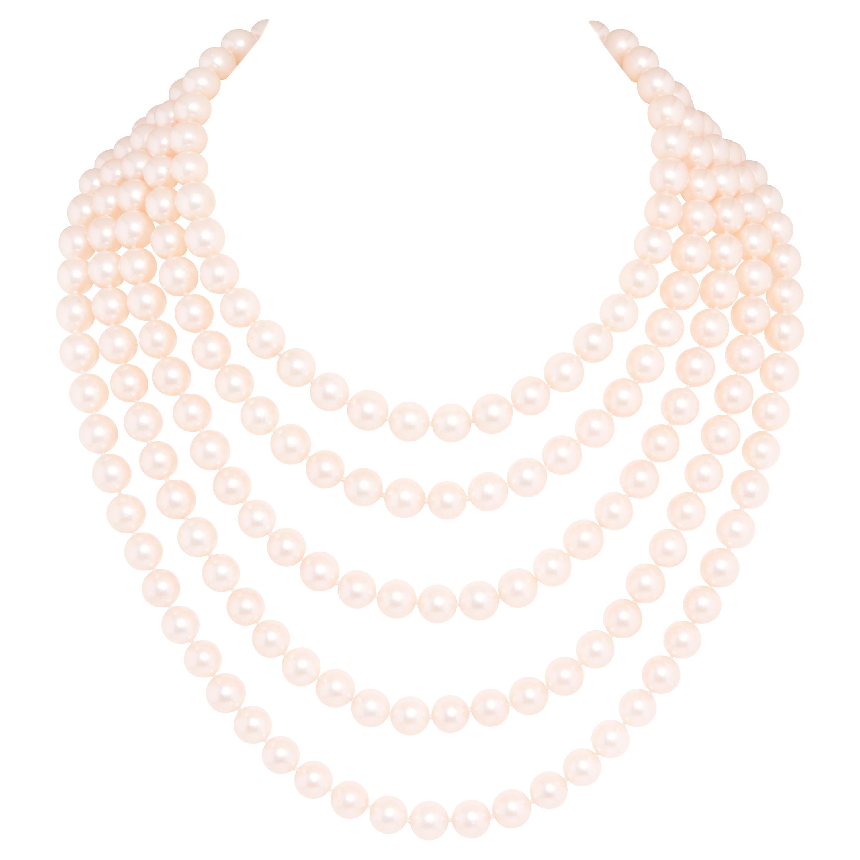 Ella Gafter Long Multistrand Japanese Akoya Pearl Necklace