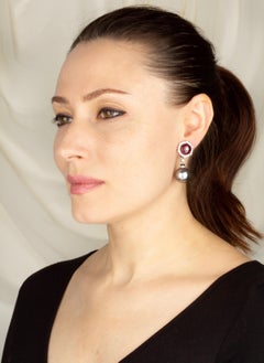 Tahiti-Perlen-Diamant-Rubin-Tropfen-Ohrringe Déco Design von Ella Gafter