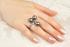 Tahitian Pearl Diamond Ring White Gold Design by Ella Gafter