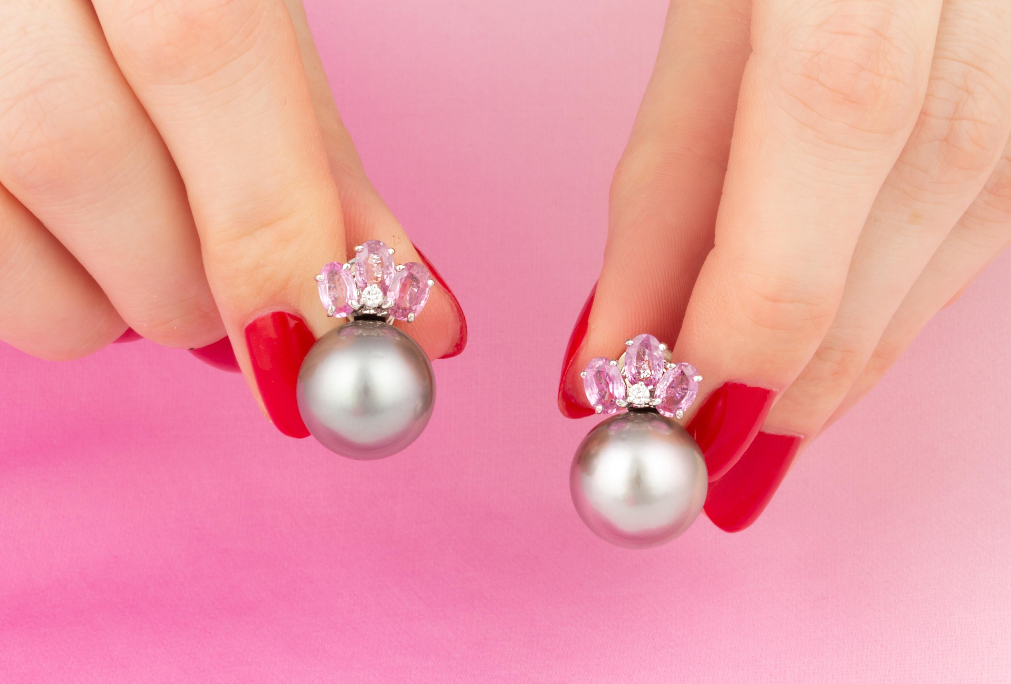 pearl and sapphire stud earrings