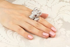 Taurus Zodiac Cocktail Ring Diamonds Ruby Design by Ella Gafter