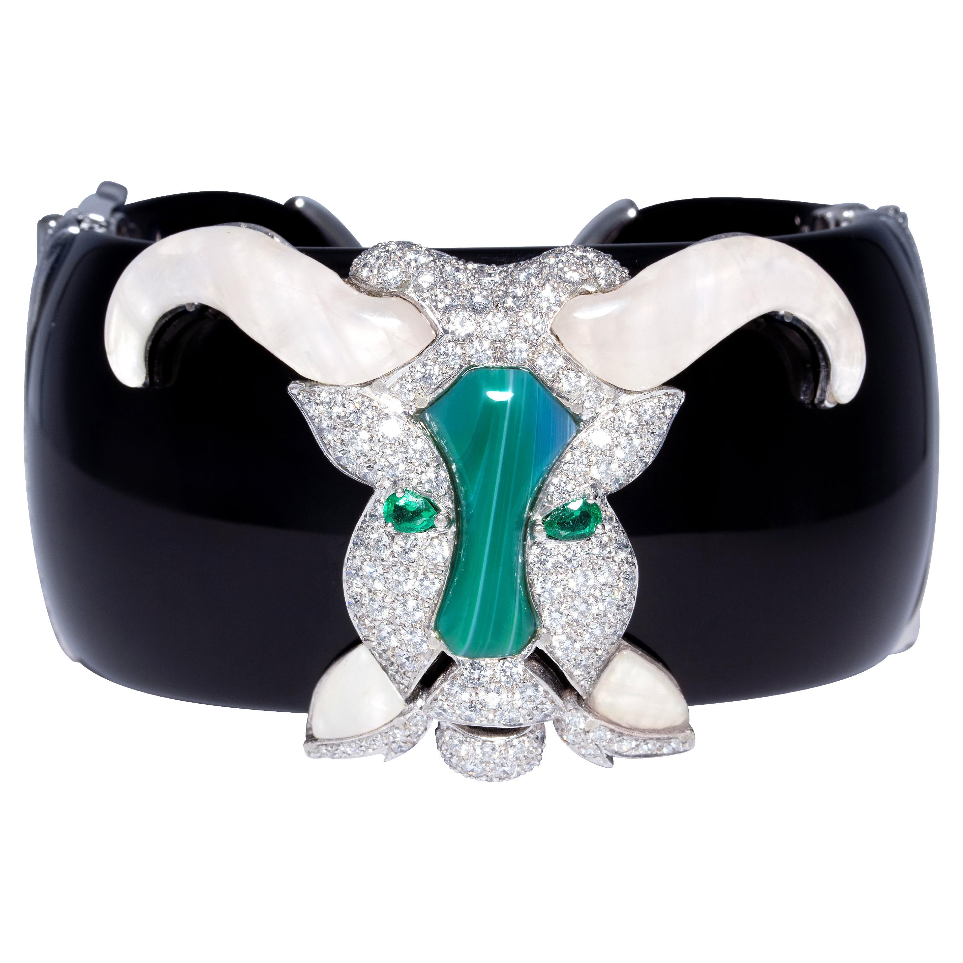 Ella Gafter Taurus Zodiac Cuff Bracelet with Diamonds For Sale