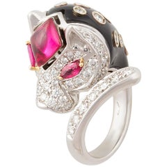 Tiger Ring Diamond Ruby Onyx Design by Ella Gafter
