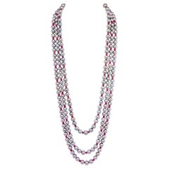 Ella Gafter Triple-Strand Tahitian Pearl Ruby Necklace Set