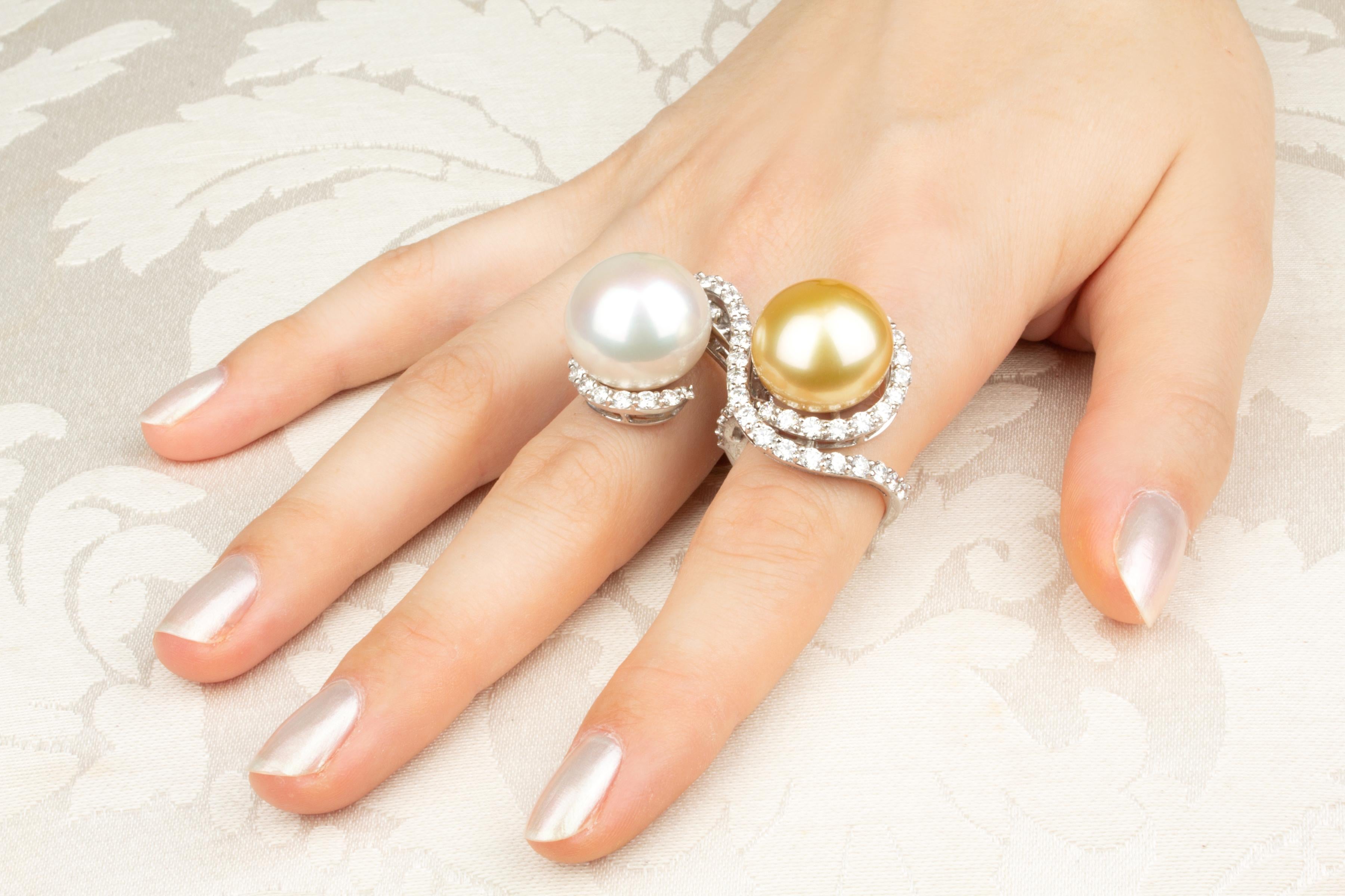 two finger pearl ring