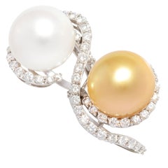 Ella Gafter Two Finger Pearl Diamond Ring