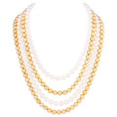 White and Golden Pearl Natural Color Necklace Set Design by Ella Gafter