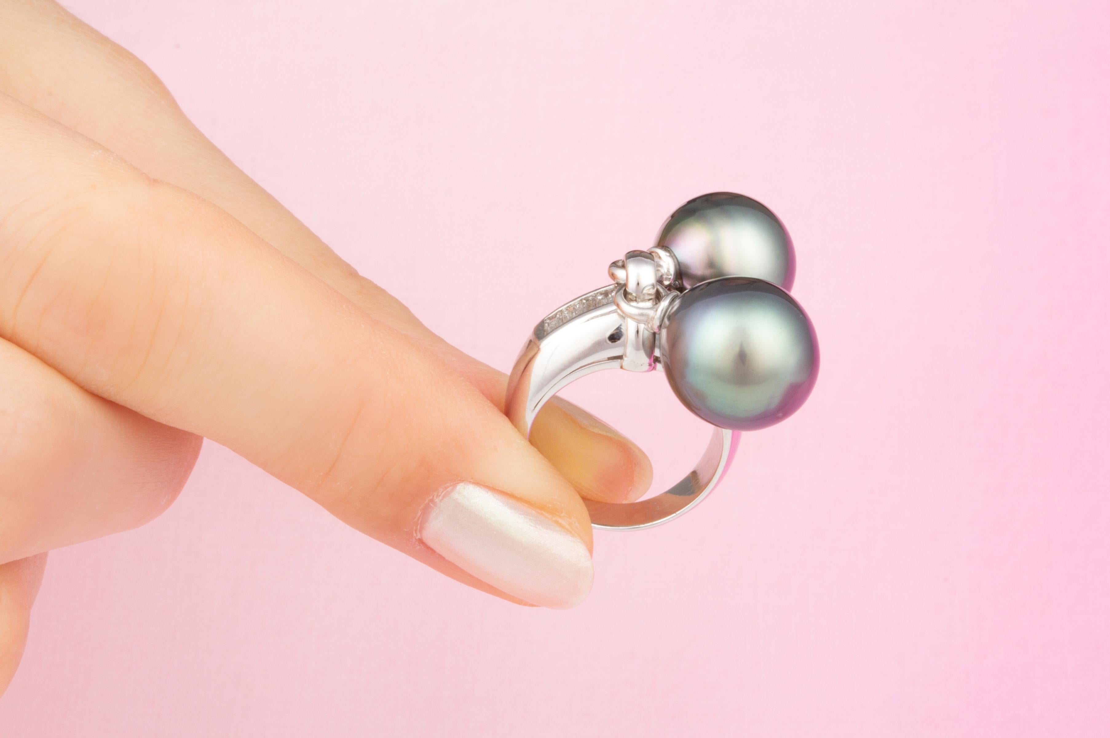 Ella Gafter Whimsical Pearl Diamond Ring For Sale 1